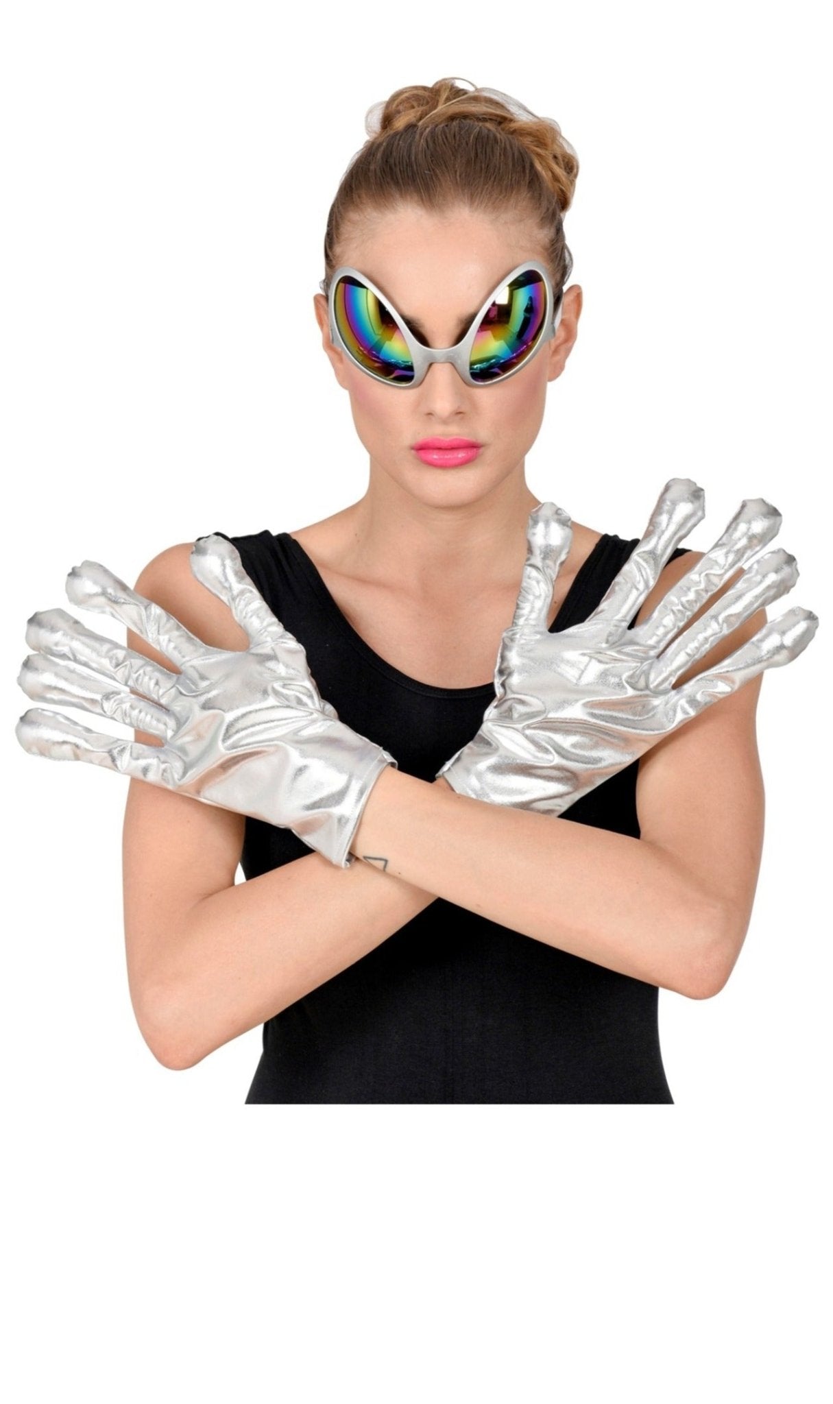 Guantes de Alien Plateados