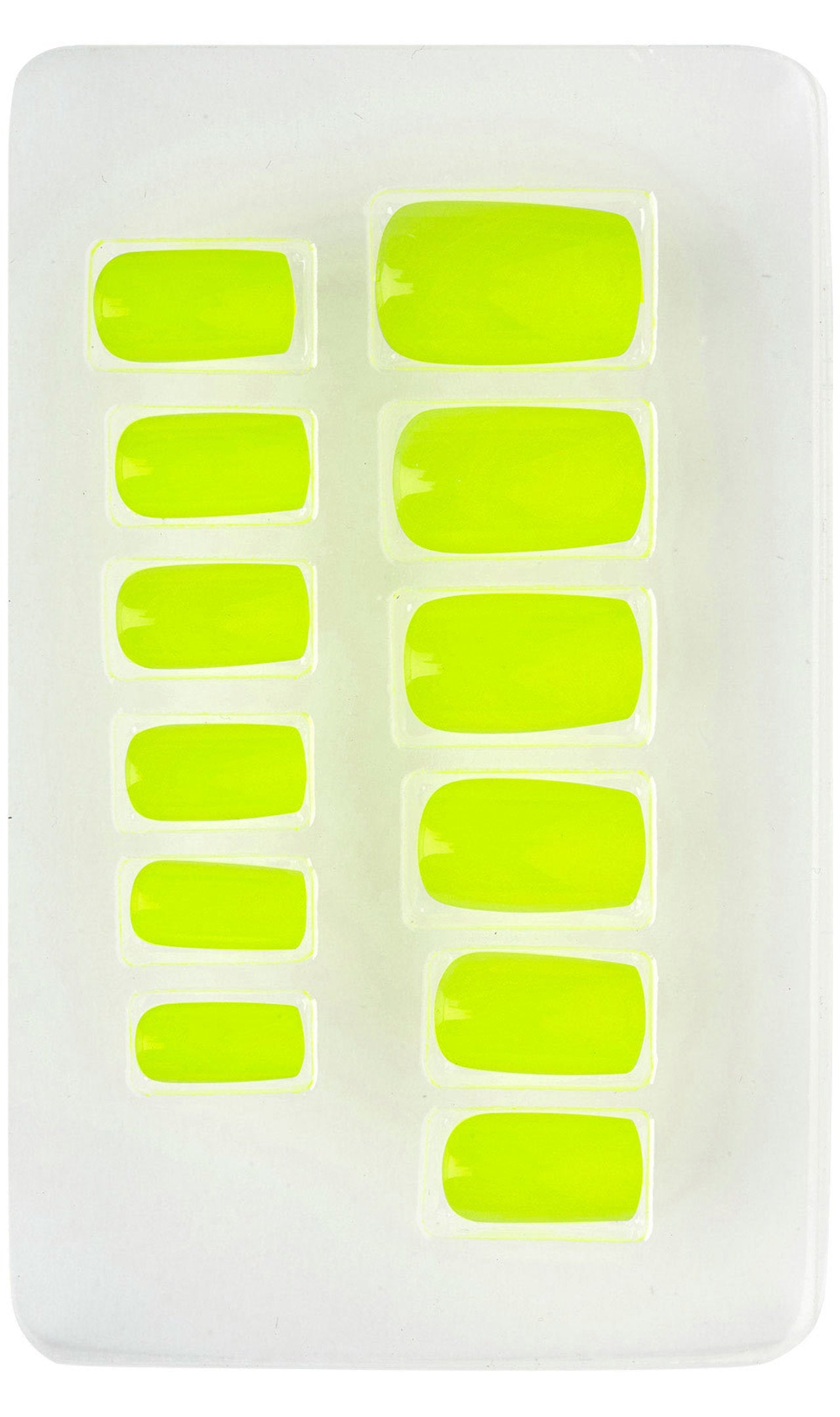 Kit 12 Uñas Amarillo Fluorescente