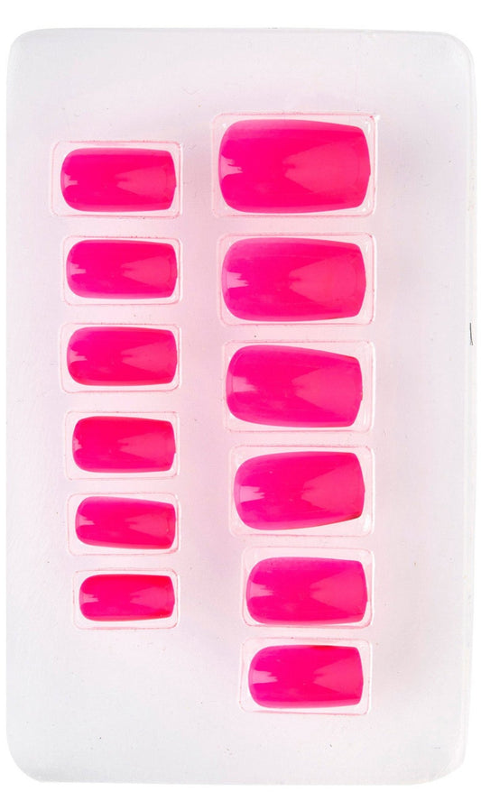 Kit 12 Uñas Fucsia Fluorescente