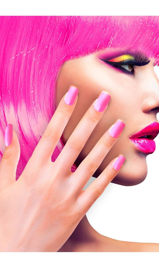 Kit 12 Uñas Fucsia Fluorescente