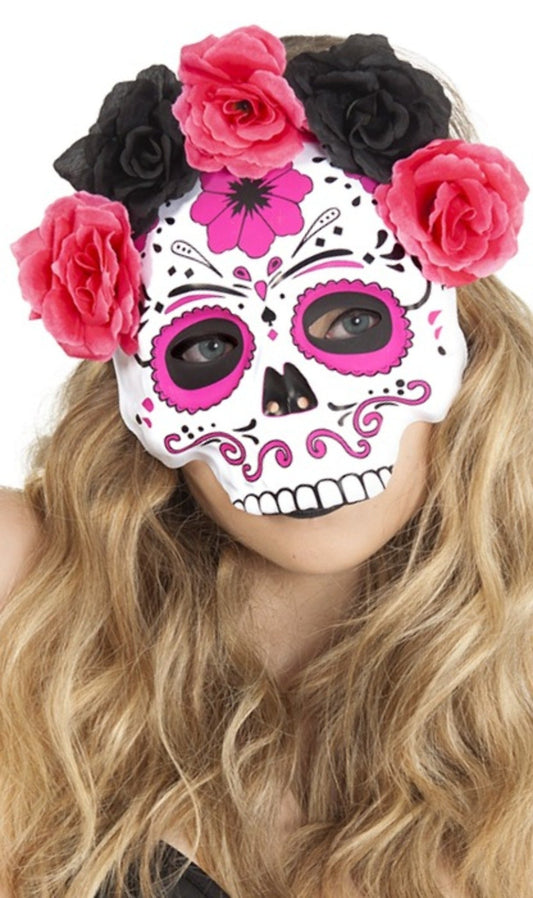 Máscara de Catrina Flores Rosas