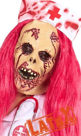Máscara de látex Enfermera Zombie