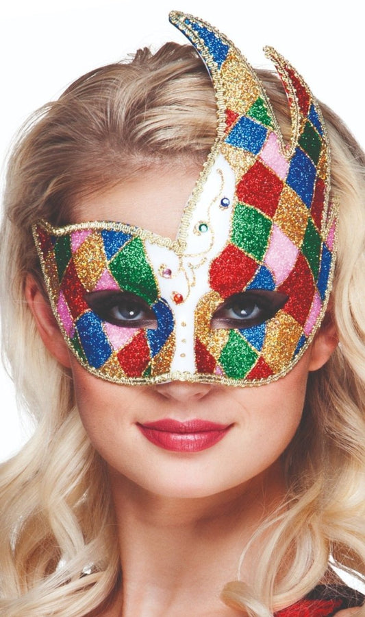 Máscara Veneciana de Bufón Multicolor