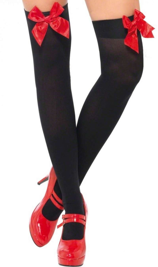 Medias Negras Lazo Rojo