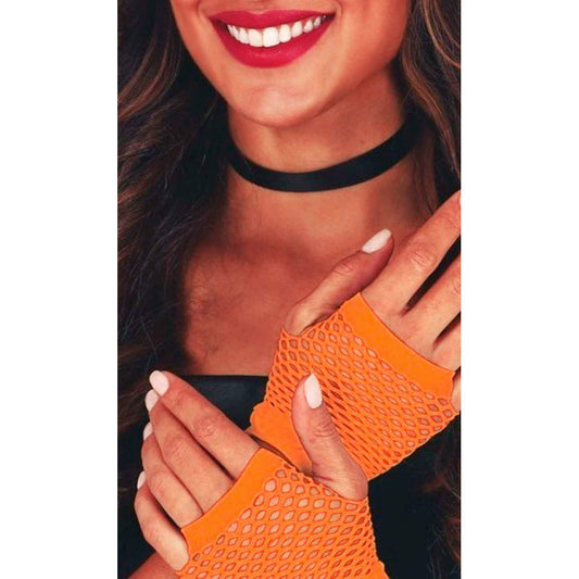 Guantes de Rejilla Corto Naranja | Don Disfraz