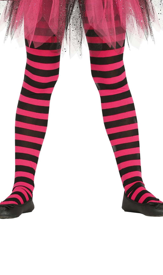 Panty Rayas Negras Rosas infantil
