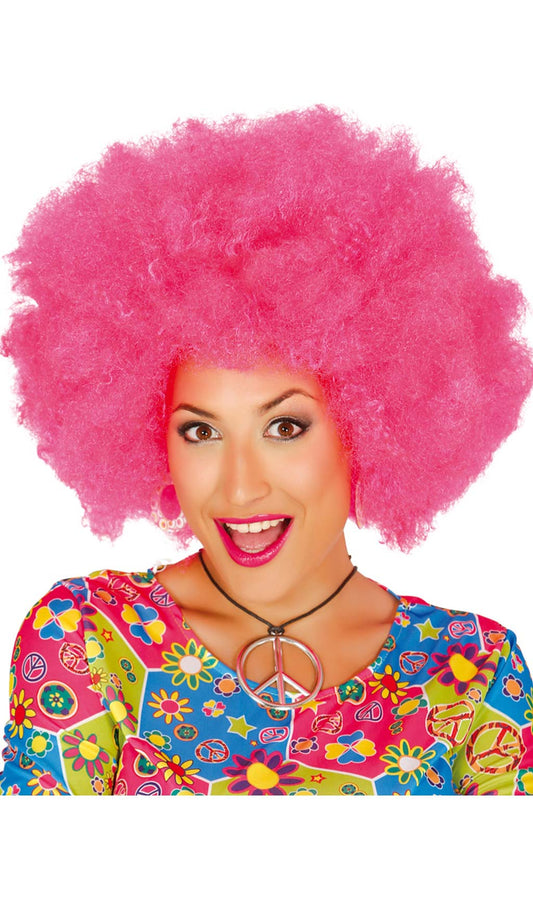 Peluca Afro Fucsia