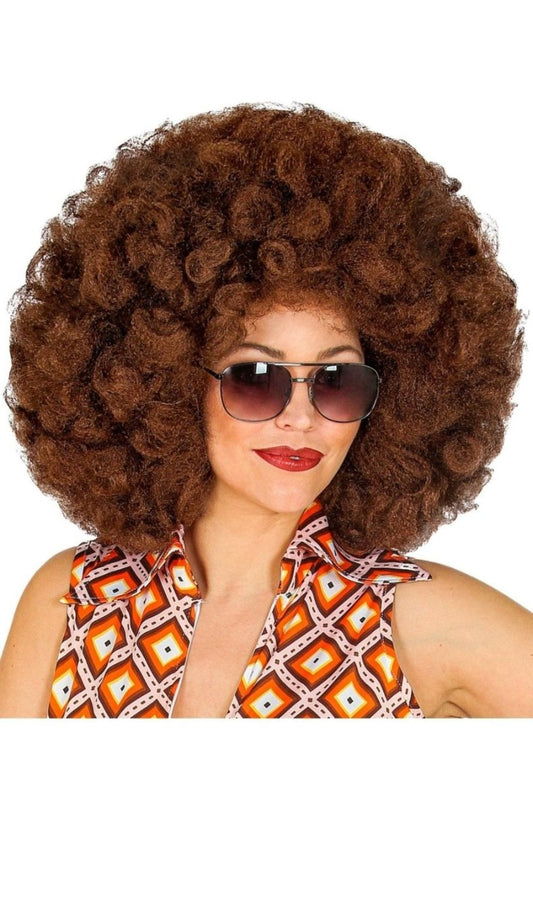 Peluca Afro Marrón Plus
