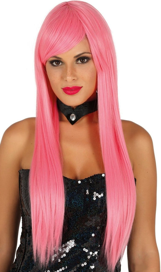 Peluca de Melena Larga Rosa