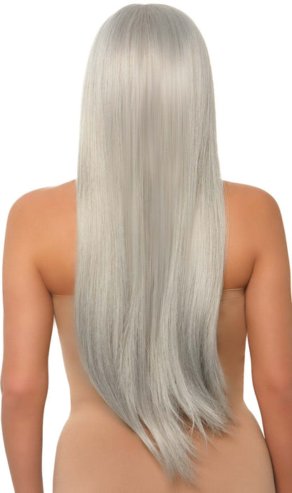 Peluca Gris Larga Deluxe