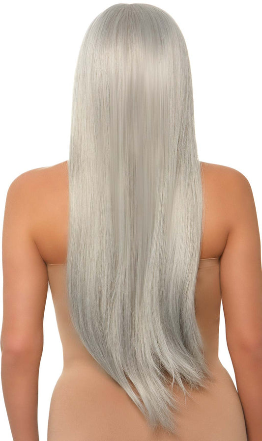 Peluca Gris Larga Deluxe