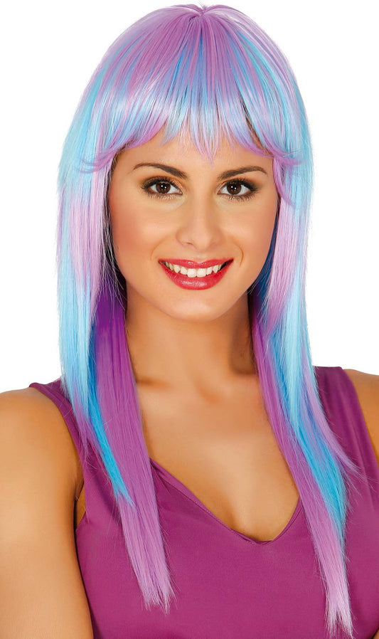 Peluca Larga Azul y Violeta