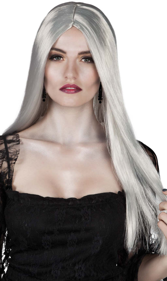 Peluca Larga Gris