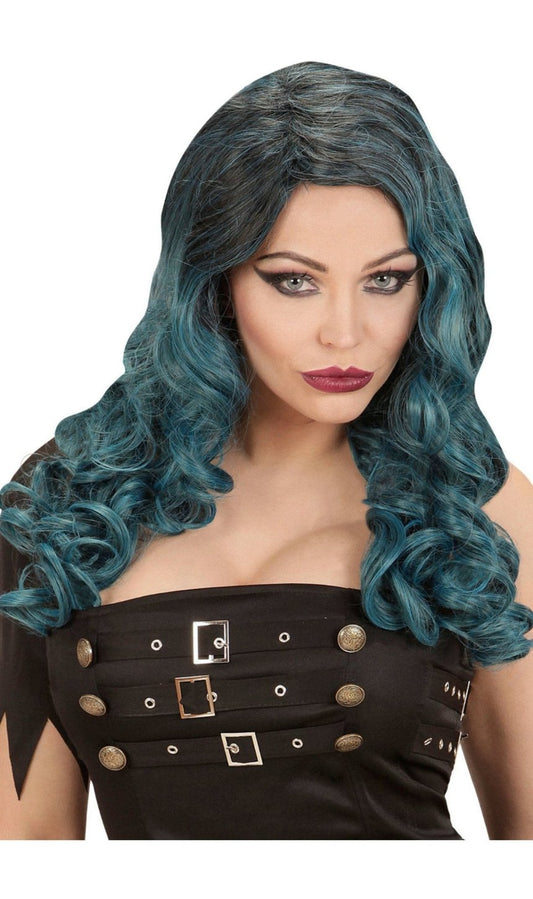 Peluca Larga Ondas Azul