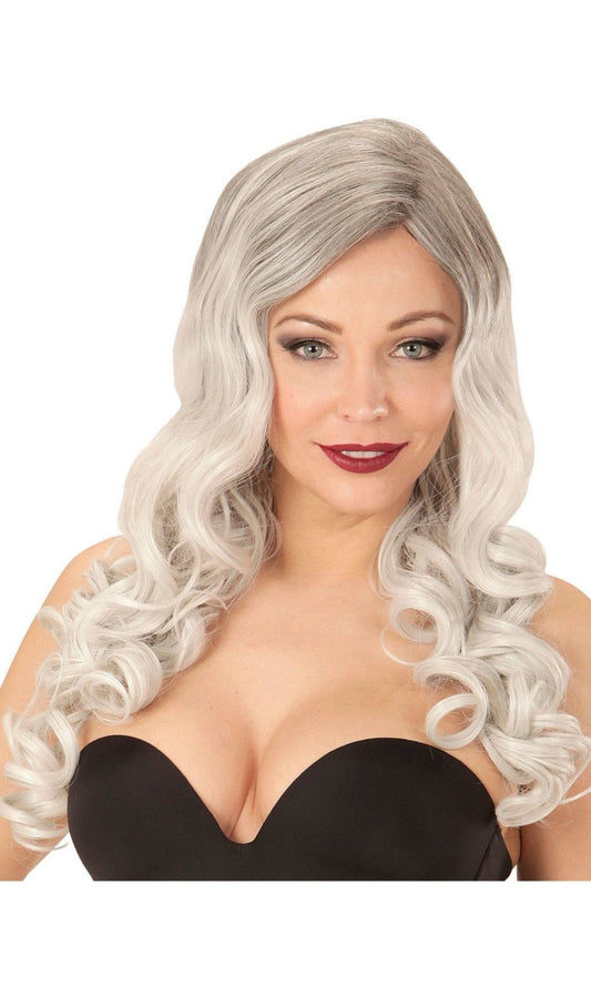 Peluca Larga Ondas Gris