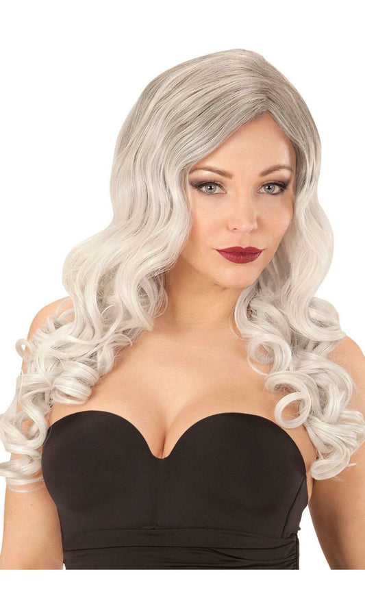 Peluca Larga Ondas Gris