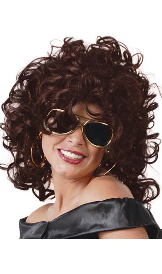 Peluca Rizada Castaña