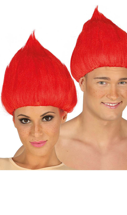 Peluca Troll Puntiaguda Roja