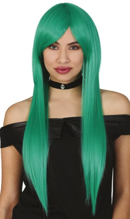 Peluca Verde Larga Lisa