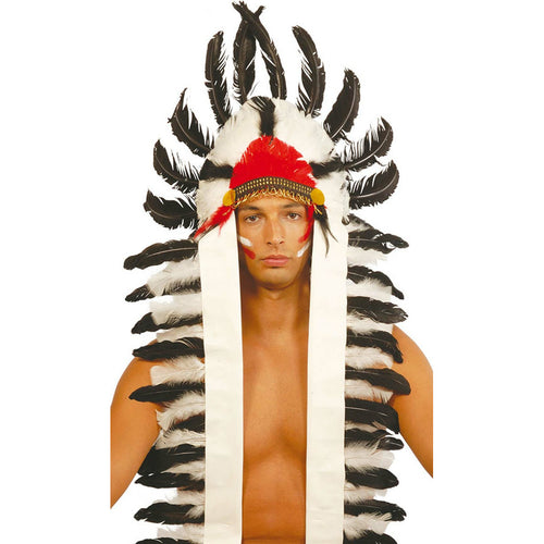 DISBACANAL Penacho Indio De Plumas Para Adulto – Accesorio De Disfraz Vaquero E Indio Multicolor