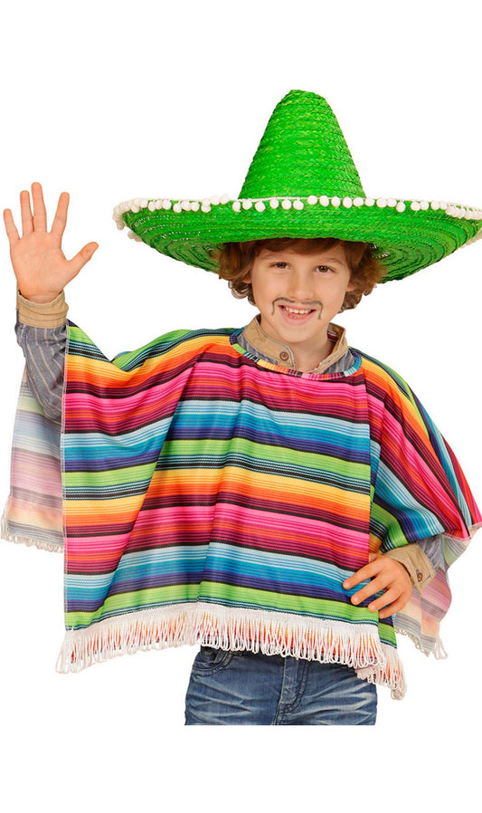 Poncho Mejicano Flecos infantil I Don Disfraz