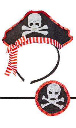 Tradineur - Parche pirata de plástico con calavera - Accesorio para disfraz  de corsario, carnaval, halloween, fiestas, cosplay