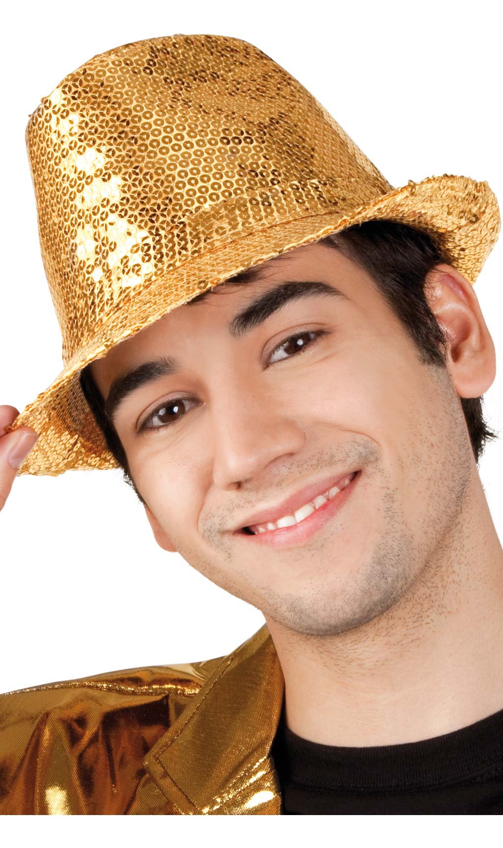 Sombrero de Gangster con Lentejuelas Dorado