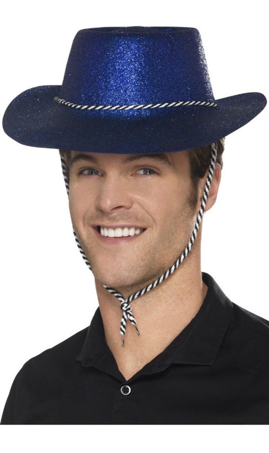 Sombrero de Vaquero Azul Purpurina