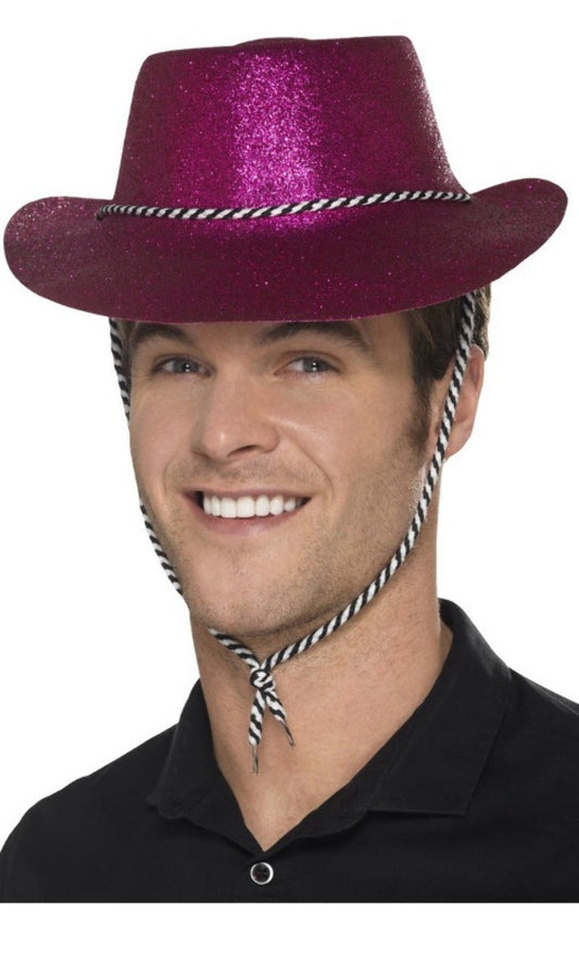 Sombrero de Vaquero Fucsia Purpurina
