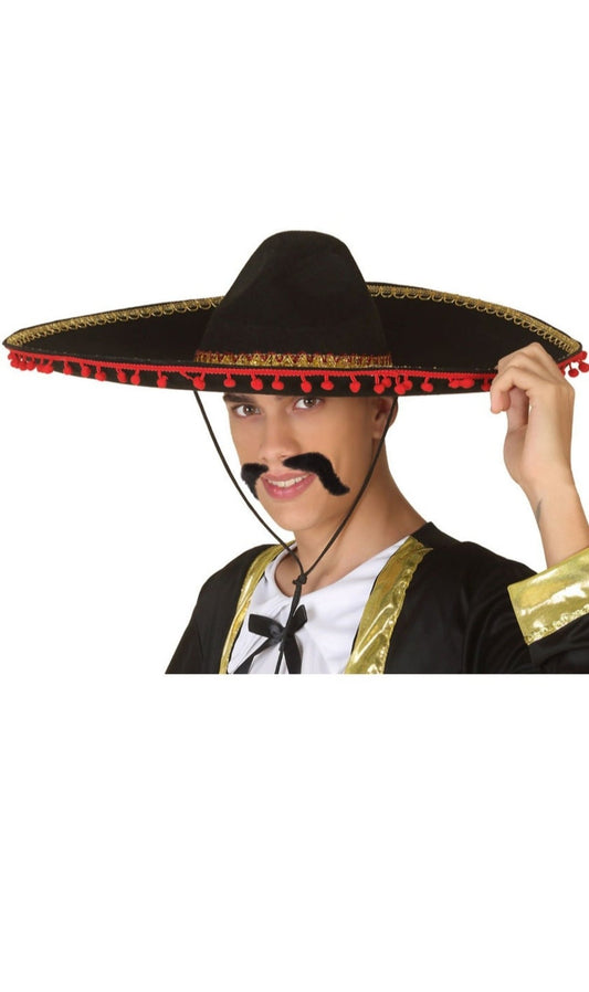 Sombrero Mariachi Borlas Rojas