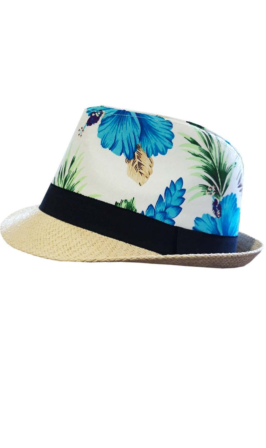 Sombrero Hawaiano Flores Azules