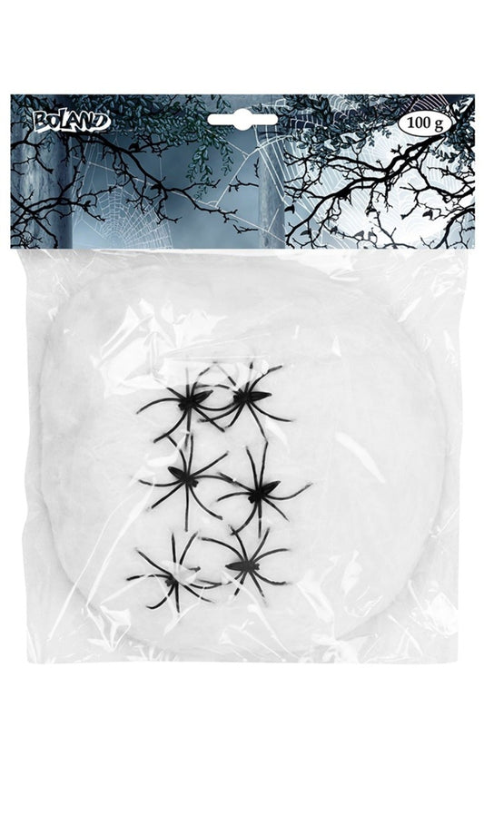 Telaraña Blanca 100gr con 6 Arañas