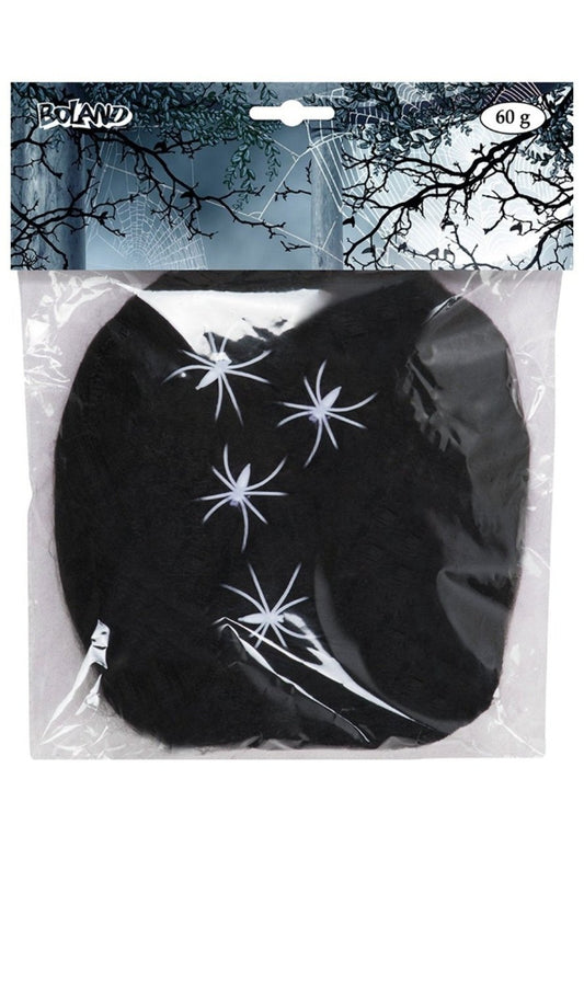 Telaraña Negra 60gr con 4 Arañas