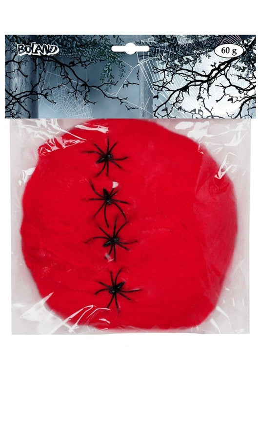 Telaraña Roja 60gr con 4 Arañas
