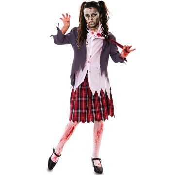 Disfraz de Colegiala Zombie con Corbata para mujer