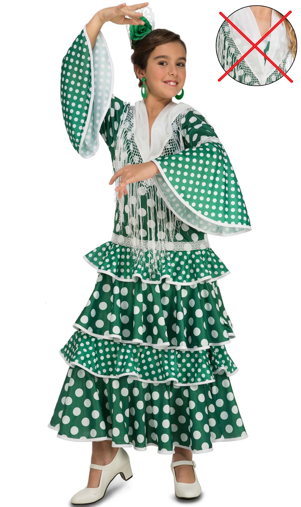 Disfraz de Flamenca Alba Verde para niña