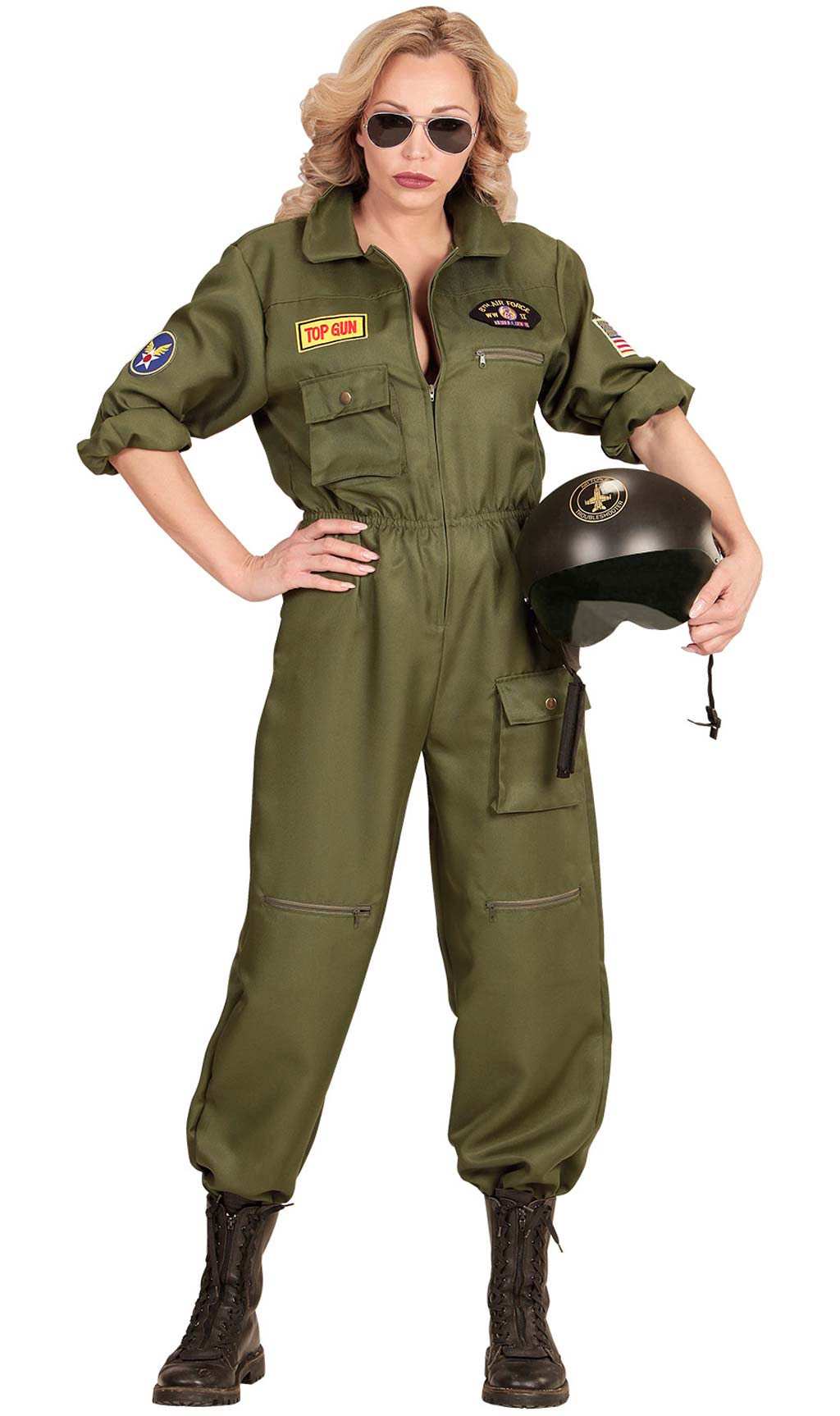 Disfraz de Piloto Combate Verde para mujer