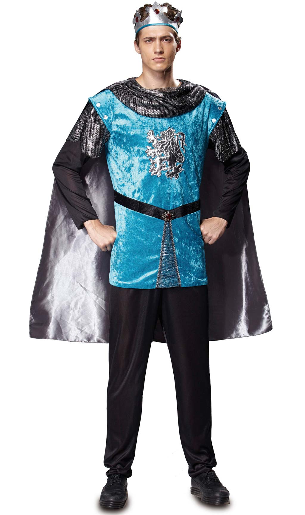 Domar Pesimista Lleno Disfraz de Príncipe Medieval Azul para adulto